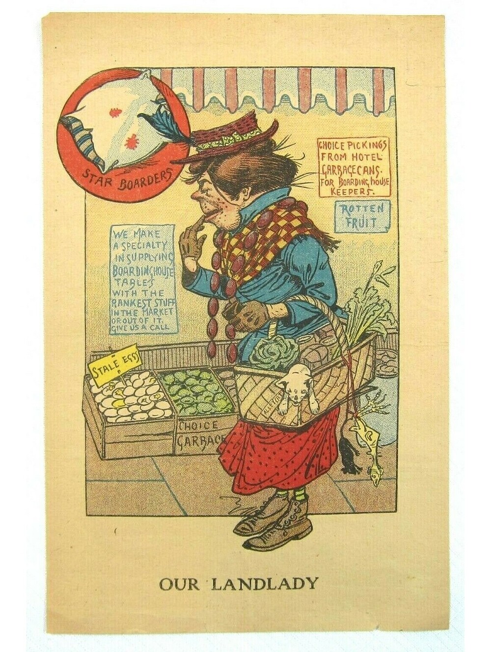 OUR LANDLADY Caricature Comic Valentine Penny Dreadful Sarcasm Insult Ephemera